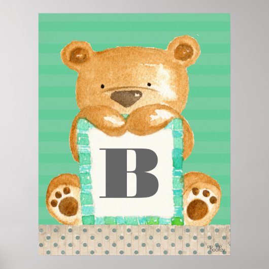 Baby Boys Room Monogram Teddy Bear Poster (Voorkant)