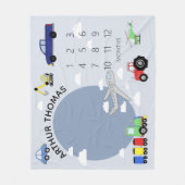 Baby Boys Schattige Auto Transport Milestone Pasge Fleece Deken (Voorkant)