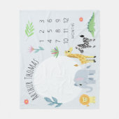 Baby Boys Schattige Blauw Oerwoud Safari Milestone Fleece Deken (Voorkant)