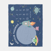 Baby Boys Schattige Blue Space Alien Cartoon Miles Fleece Deken (Voorkant)
