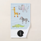 Baby Boy's Striped Safari Animal Monogram & Name Bad Handdoek (Handdoek)