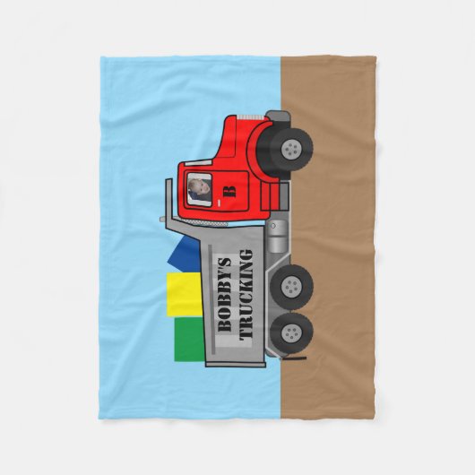 Baby Boy's Trucking Service Personaliseert Fotonaa Fleece Deken (Voorkant)