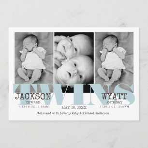 Baby Boys Twins Beauful Blue Birth Announance Aankondiging