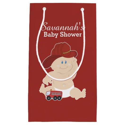 Baby Brandweerman Baby shower Gift Bag Klein Cadeauzakje (Voorkant)