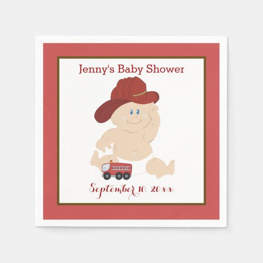 Baby brandweerman Gepersonaliseerd Napkins Servet (Voorkant)