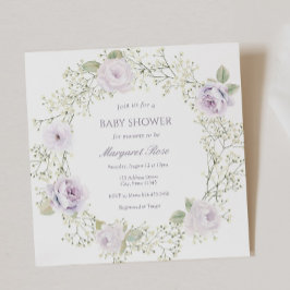 Baby Breath and Purple Roses Baby Shower Kaart