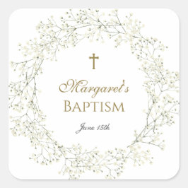 Baby Breath Doop Eerste Communie Vierkante Sticker