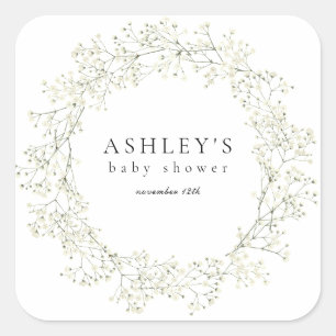 Baby Breath Flowers Baby shower Vierkante Sticker