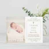 Baby Breath Flowers Doop Foto Dank u Kaart (Staand voorkant)