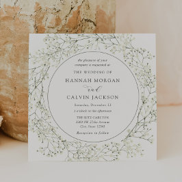 Baby Breath Flowers Wedding Invitation Kaart