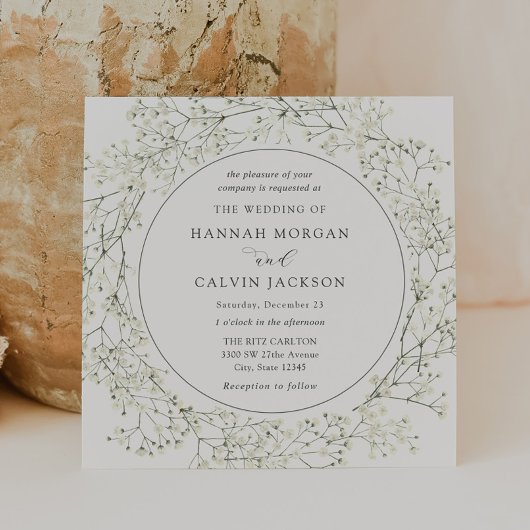 Baby Breath Flowers Wedding Invitation Kaart