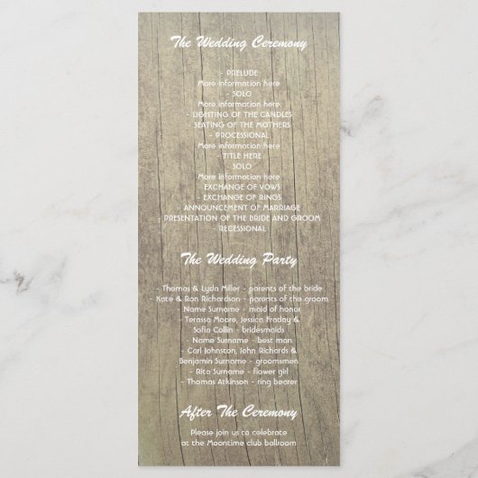 baby' Breath Mason Jar rustiek trouwprogramma Programmakaart (Achterkant)