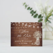 Baby Breath rustieke houten bruiloft Save the Date Briefkaart (Staand voorkant)