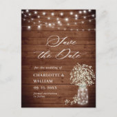 Baby Breath rustieke houten bruiloft Save the Date Briefkaart (Voorkant)