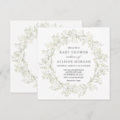 Baby Breator Flowers Baby shower Invitation Kaart (Voorkant / Achterkant)