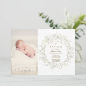 Baby Breator Flowers Baptism Fotouitnodiging Kaart (Staand voorkant)