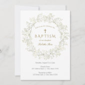Baby Breator Flowers Baptism Invitation Kaart (Voorkant)