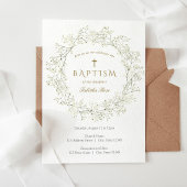 Baby Breator Flowers Baptism Invitation Kaart