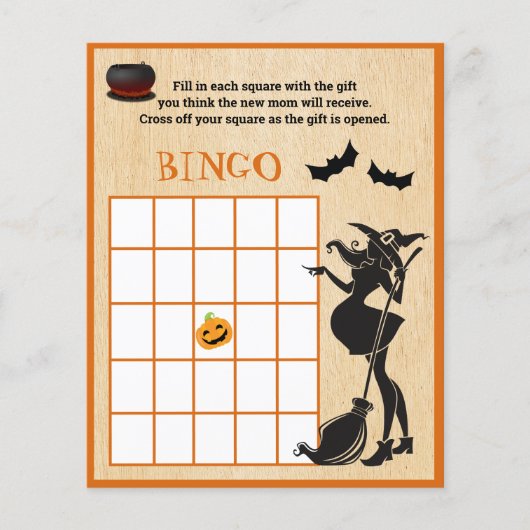 Baby Breedteschower Halloween Witch Bingo Game (Voorkant)