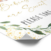 Baby breekt groen Baby shower Treat Sign Poster (Hoek)