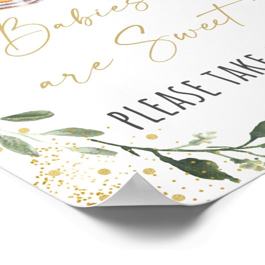 Baby breekt groen Baby shower Treat Sign Poster (Hoek)