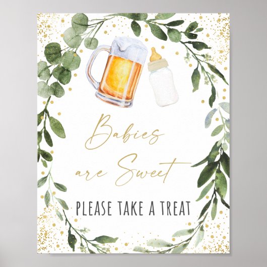 Baby breekt groen Baby shower Treat Sign Poster (Voorkant)
