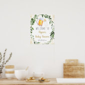 Baby breekt groen welkomstbord poster (Keuken)