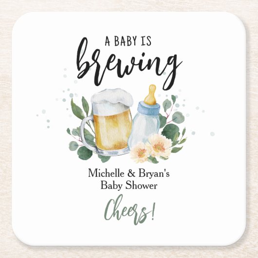 Baby breekt groenery Baby shower Cheers Kartonnen Onderzetters (Voorkant)