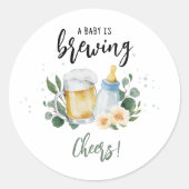 Baby breekt groenery Baby shower Cheers Ronde Sticker (Voorkant)