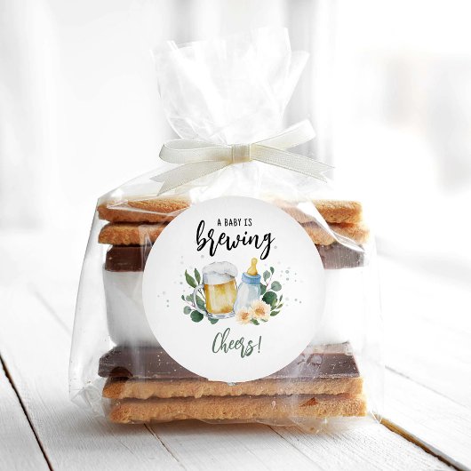 Baby breekt groenery Baby shower Cheers Ronde Sticker