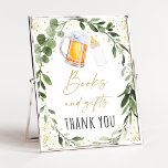 Baby breekt groenery Books & Gifts Sign Poster<br><div class="desc">Dit ontwerp is voorzien van waterverf groen met een bier- en baby-fles en gouden folie accenten.</div>