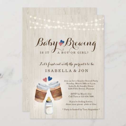 Baby Breienkoffie of Tea Gender Reopenbaarmakingpa Kaart (Voorkant / Achterkant)