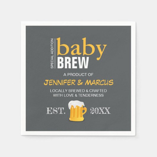 Baby Brew Couple's Beer Baby shower Servet (Voorkant)