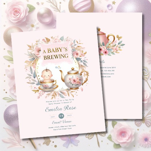 Baby Brewing Baby shower Aankondiging Tea Party