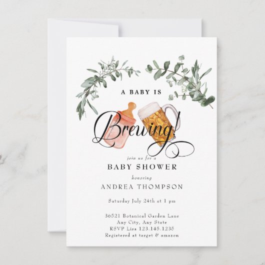 Baby Brewing | BABY SHOWER WATERVERF Kaart (Voorkant)