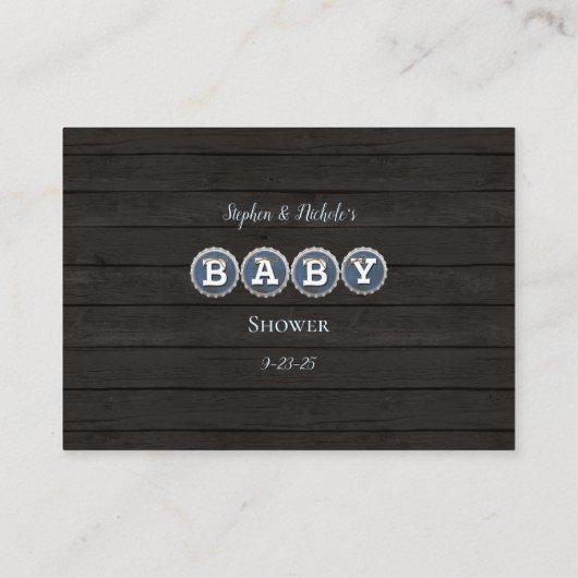 Baby Brewing Blue Guessing Game Baby shower Informatiekaartje (Achterkant)