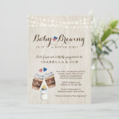 Baby Brewing Coffee Gender Reveal Party Invitation Kaart (Staand voorkant)