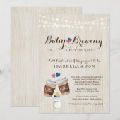 Baby Brewing Coffee Gender Reveal Party Invitation Kaart (Voorkant / Achterkant)