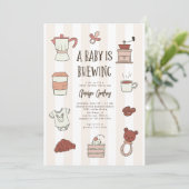 Baby Brewing Gender Neutral Baby shower Invitation Kaart (Staand voorkant)