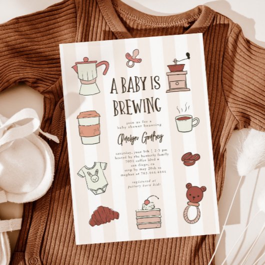 Baby Brewing Gender Neutral Baby shower Invitation Kaart