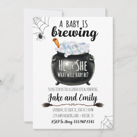 Baby Brewing Gender onthult zijn of haar uitnodigi Kaart (Voorkant)