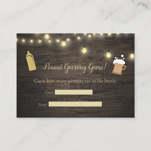 Baby Brewing Gold Guessing Game Baby shower Informatiekaartje (Voorkant)