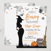 Baby Brewing Halloween Baby shower Invitation Kaart (Voorkant / Achterkant)