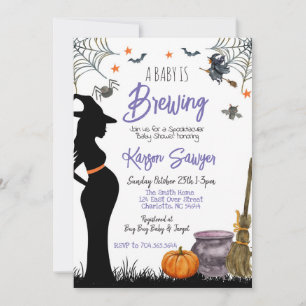 Baby Brewing Halloween Baby shower Invitation Kaart
