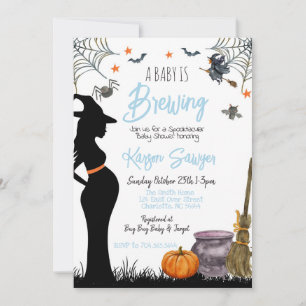 Baby Brewing Halloween Baby shower Invitation Kaart