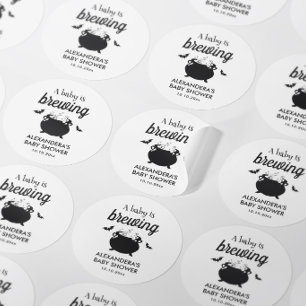 Baby Brewing Halloween Baby Shower Ronde Sticker