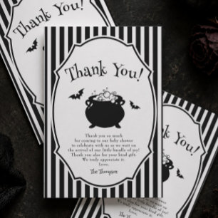 Baby Brewing Halloween Goth Baby Shower Bedankkaart