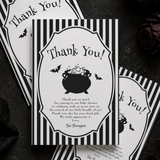 Baby Brewing Halloween Goth Baby Shower Bedankkaart