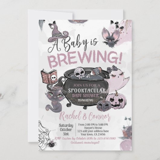 Baby Brewing Hallowen Baby Shower Kaart (Voorkant)