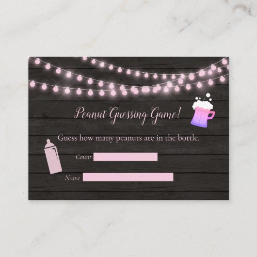 Baby Brewing Pink Guessing Game Baby shower Informatiekaartje (Voorkant)